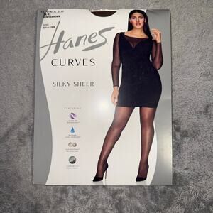 Hanes Curves Silly Sheer Control Top Pantyhose Black 3X/4X